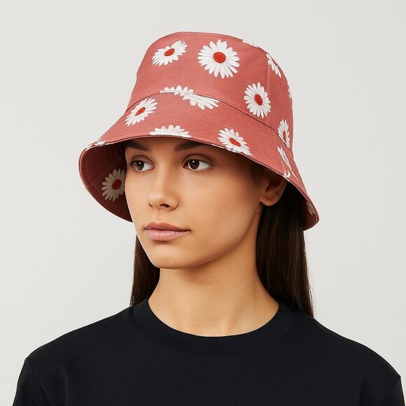Jessica Simpson Mauve White Floral Bucket Hat NWOT - Picture 1 of 10